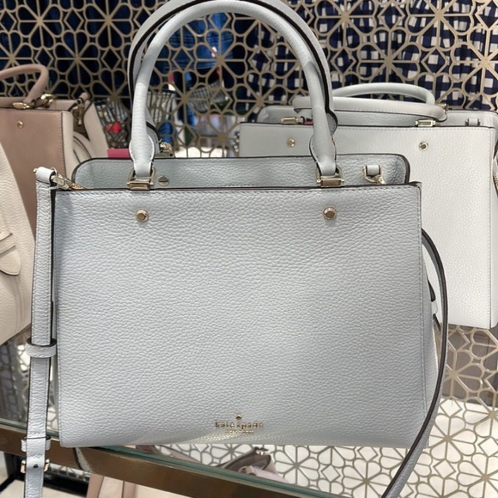 Kate Spade Leila Medium Triple Compartment Satchel Hazy Morning Color - Picture 4 of 16